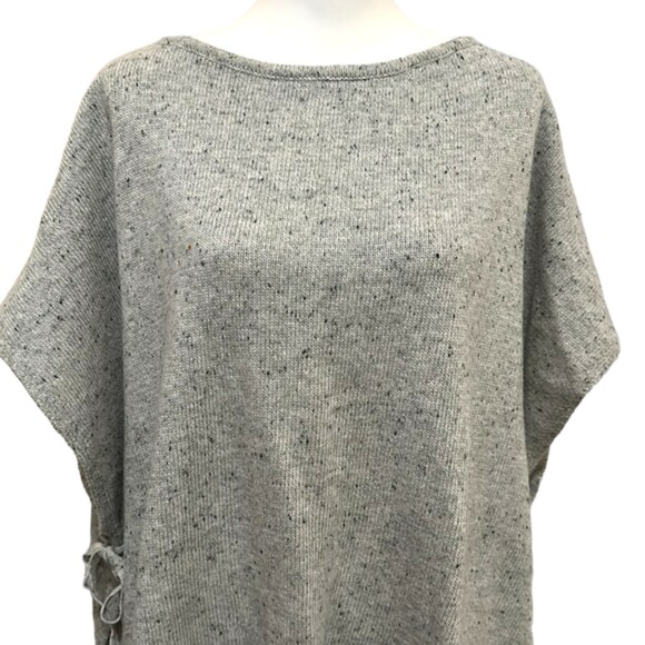 Ann Taylor Poncho Womens Small Pullover Gray Slouchy Slub Tie Sides Spring Layer - Picture 2 of 11